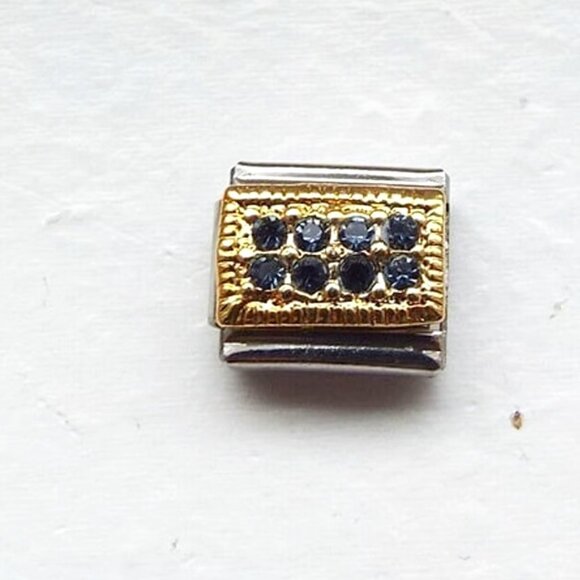 September birthstones on gold enamel 9mm stainless steel italian charm link new - Picture 1 of 2